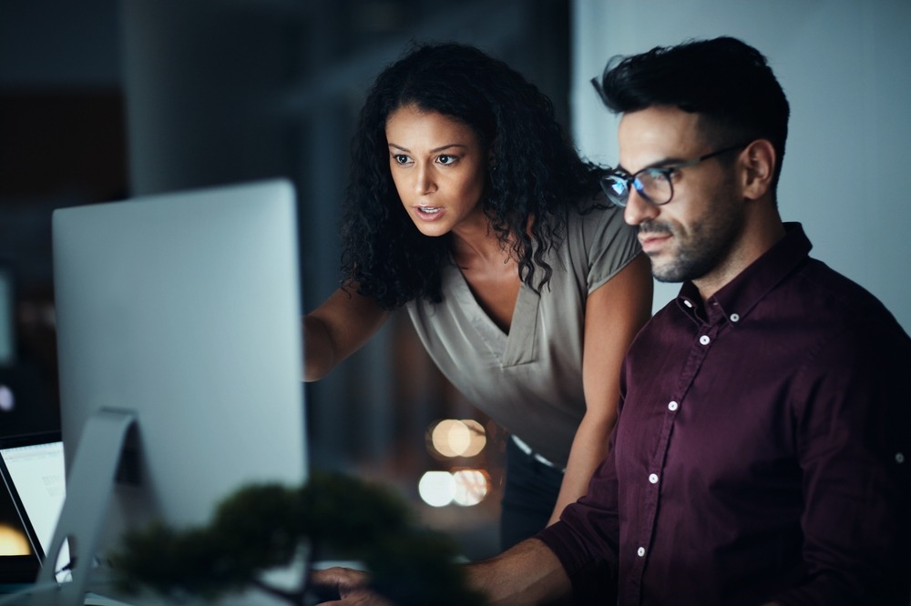Business,People,,Computer,And,Night,Team,Work,With,Planning,,Collaboration